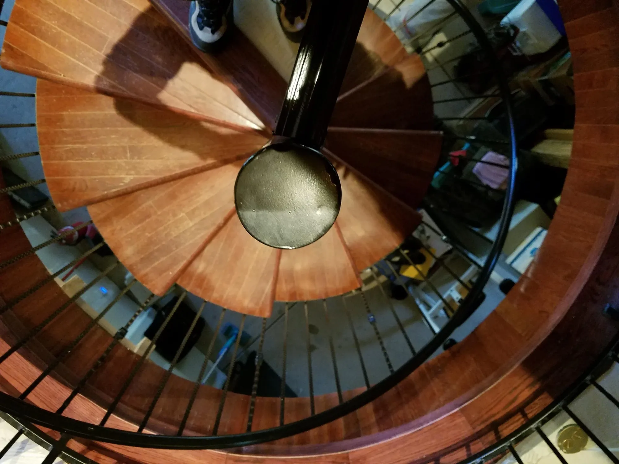Custom Wood Spiral Overhead — Staircase