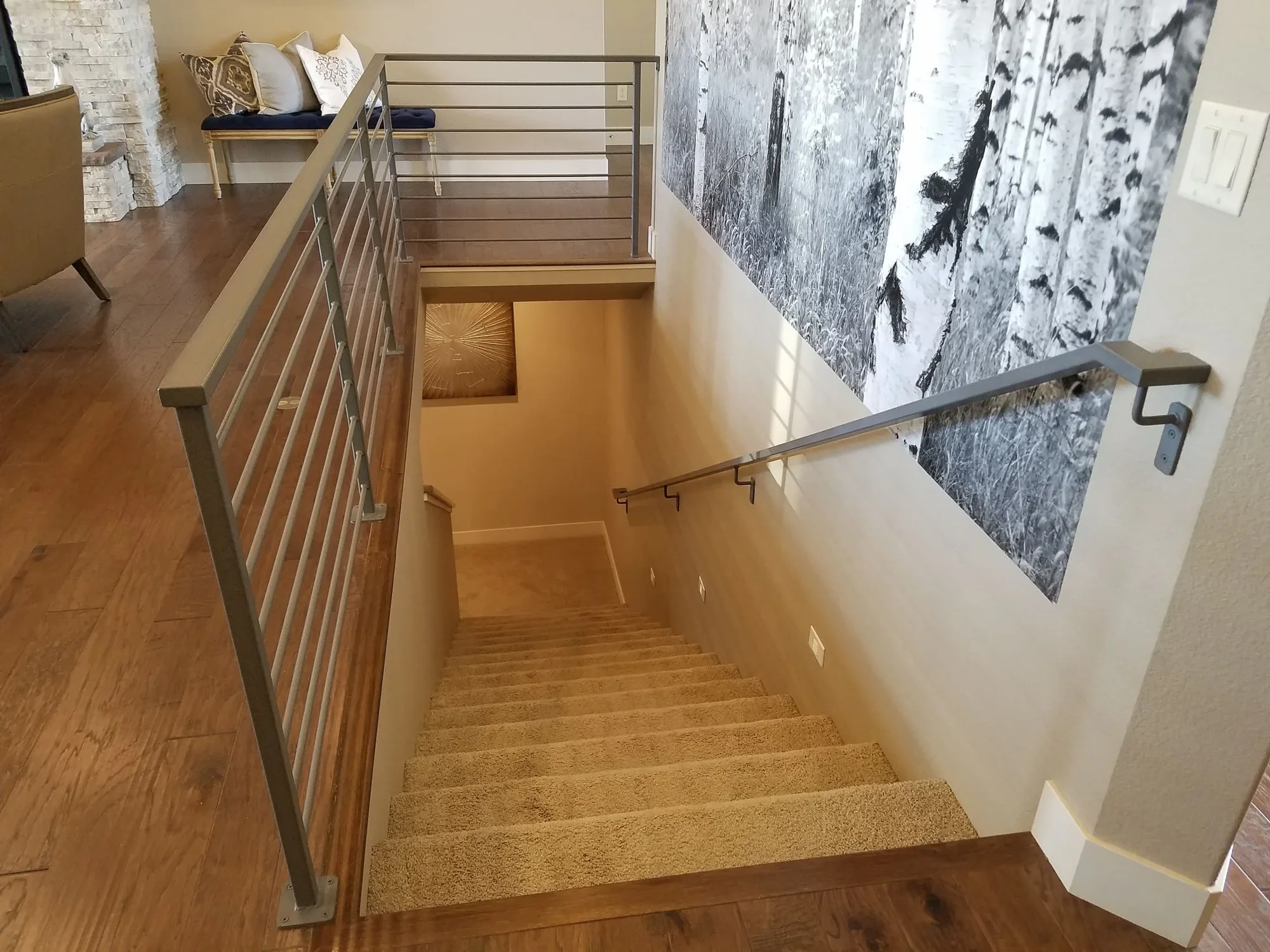 Custom Horizontal Railing Landing — Staircase