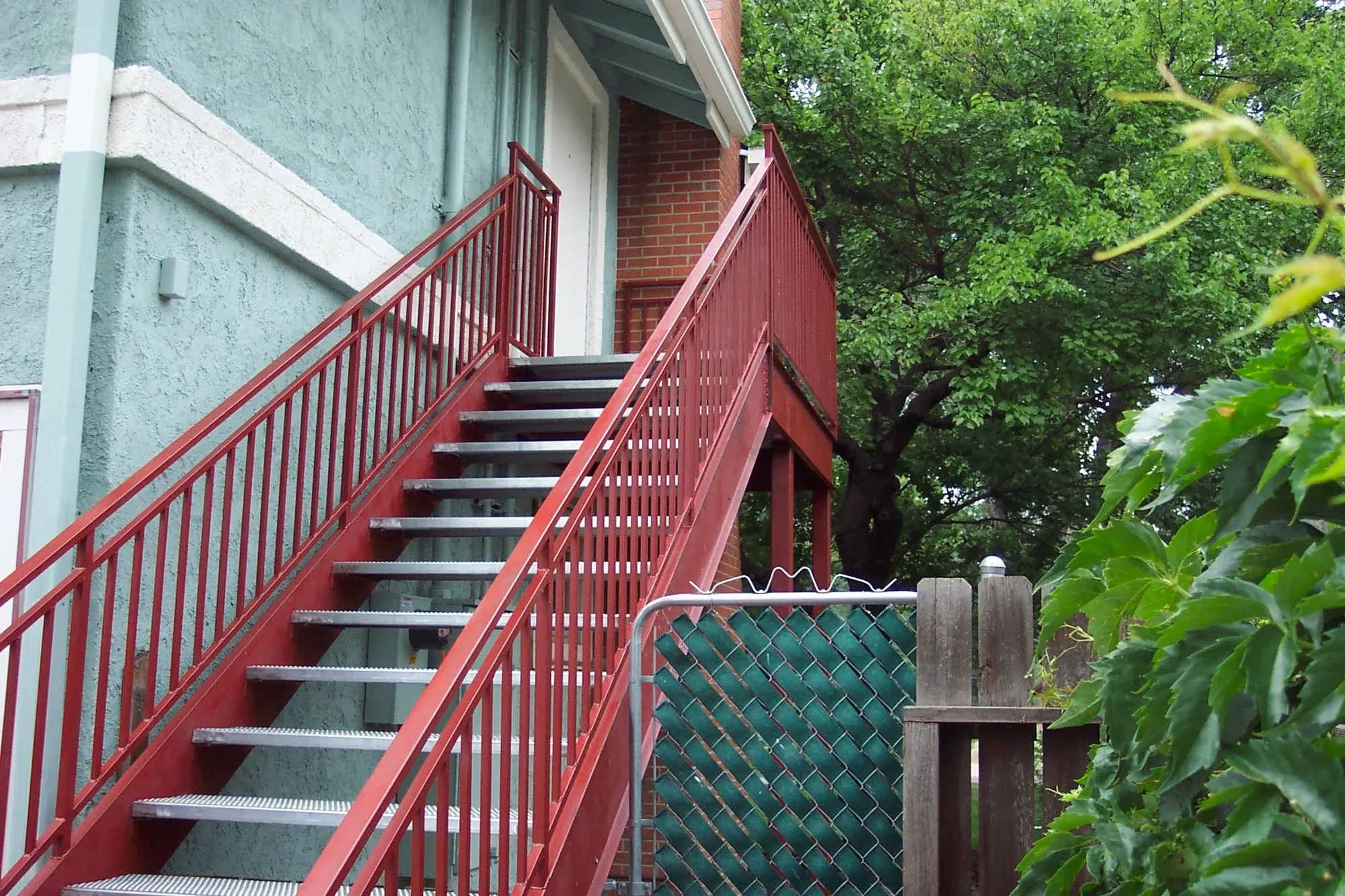 Custom Red Exterior Steel — Staircase