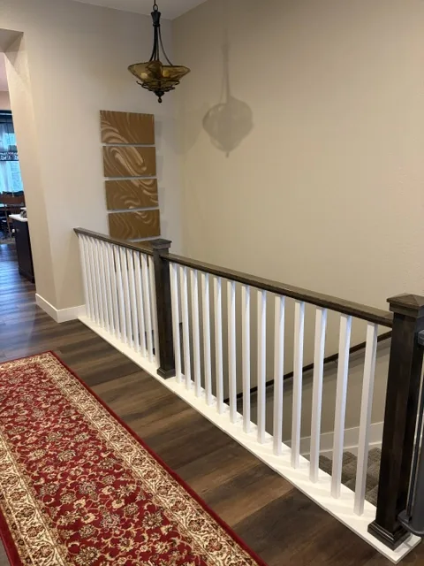 Custom White Baluster Stair Railing Interior Hallway — Railing