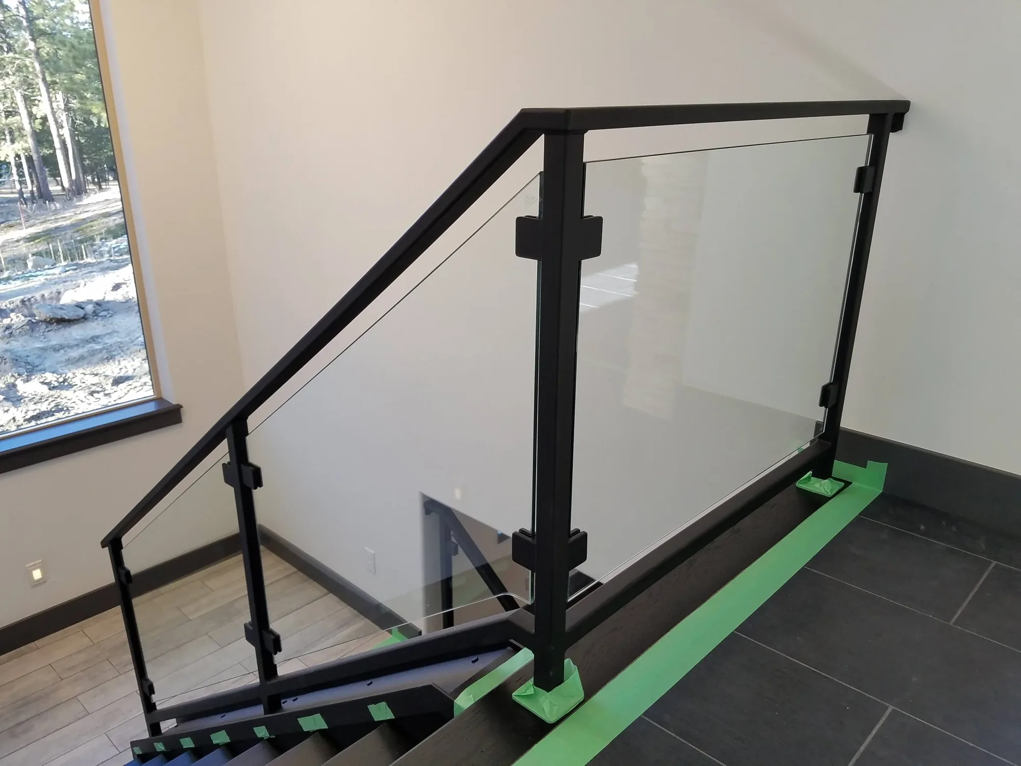 Custom Glass Panel Stair — Railing