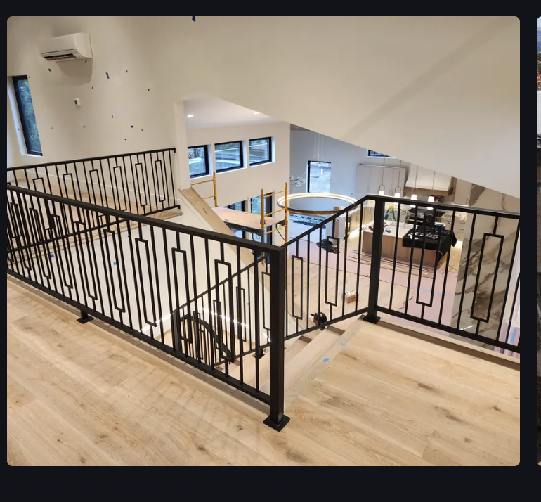 Modern interior iron railing with geometric pattern