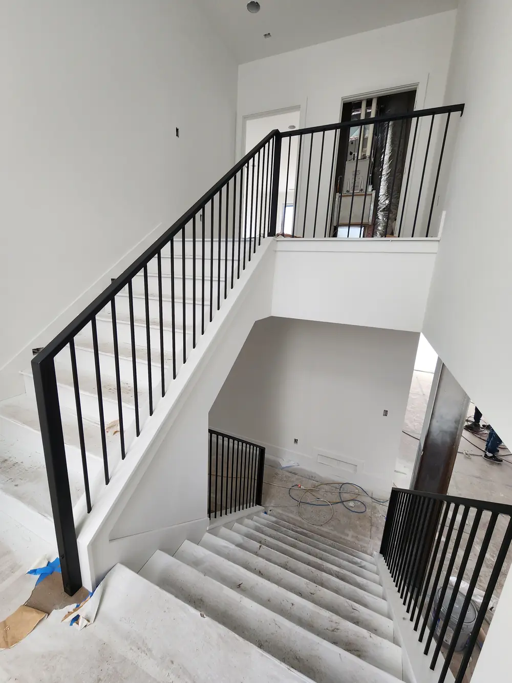 Indoor Stair Iron Railing Rustic Installed
