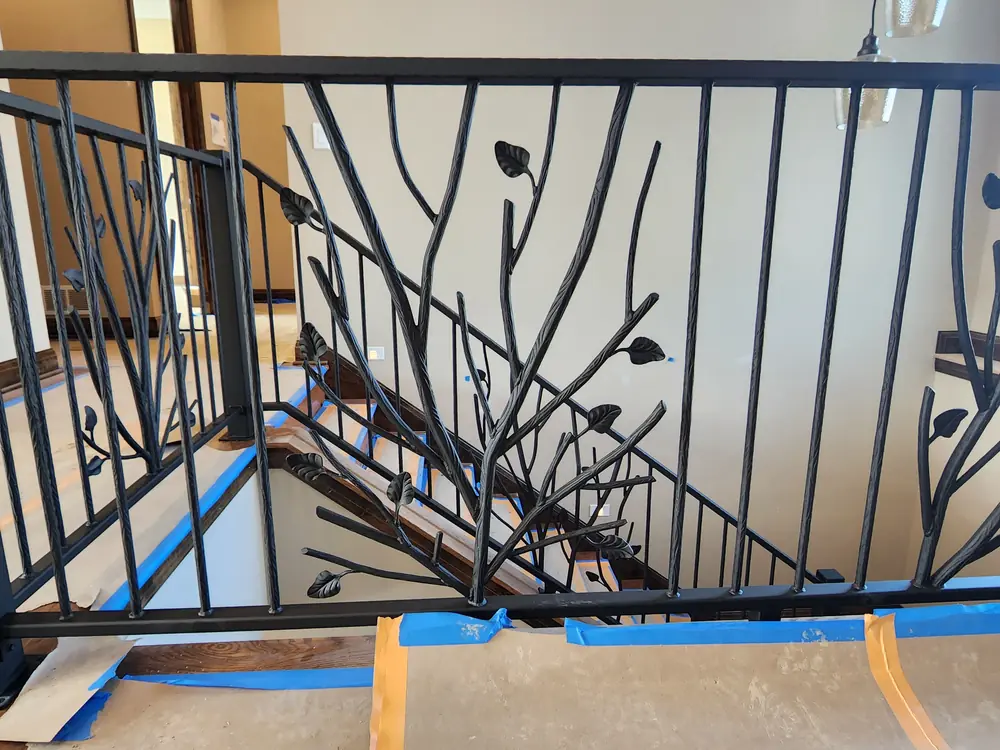 Custom Iron Stair Railing with Tree Design