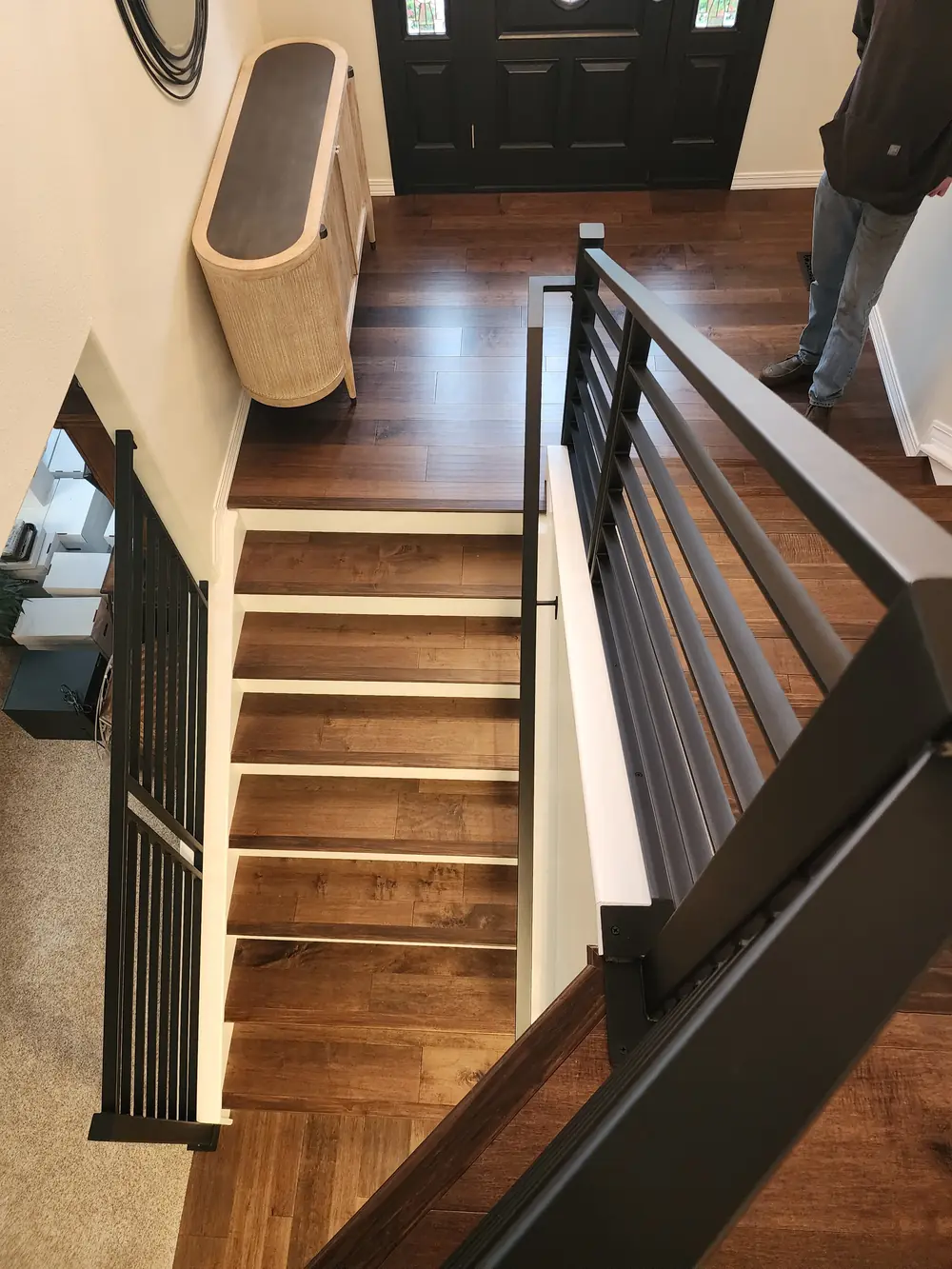 Interior Stair Iron Railing Rustic Installed Newel
