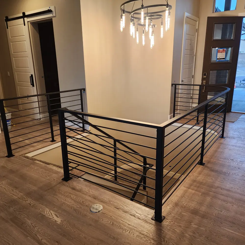 Interior Stair Well Iron Railing Modern Finished